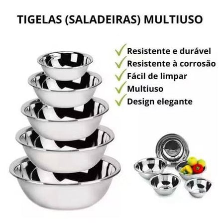 Saladeira Tigela Inox Vasilha Bacia Grande