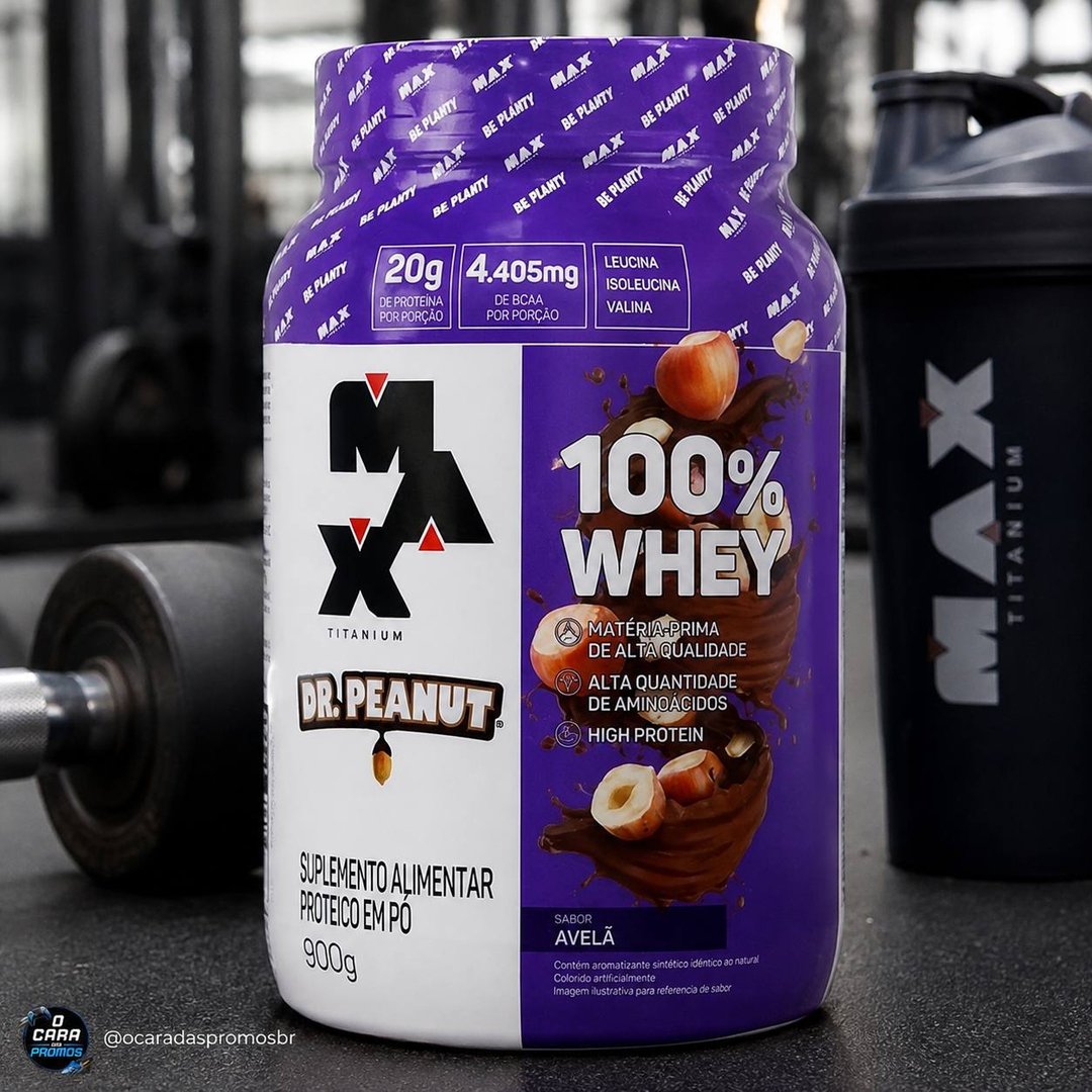 100% Whey Max Titanium x Dr. Peanut 900g Avelã