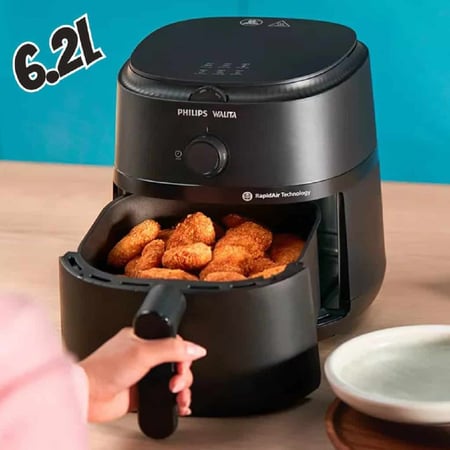 Air Fryer Philips Walita Série 1000 NA130/00 Preta com Timer 6,2L