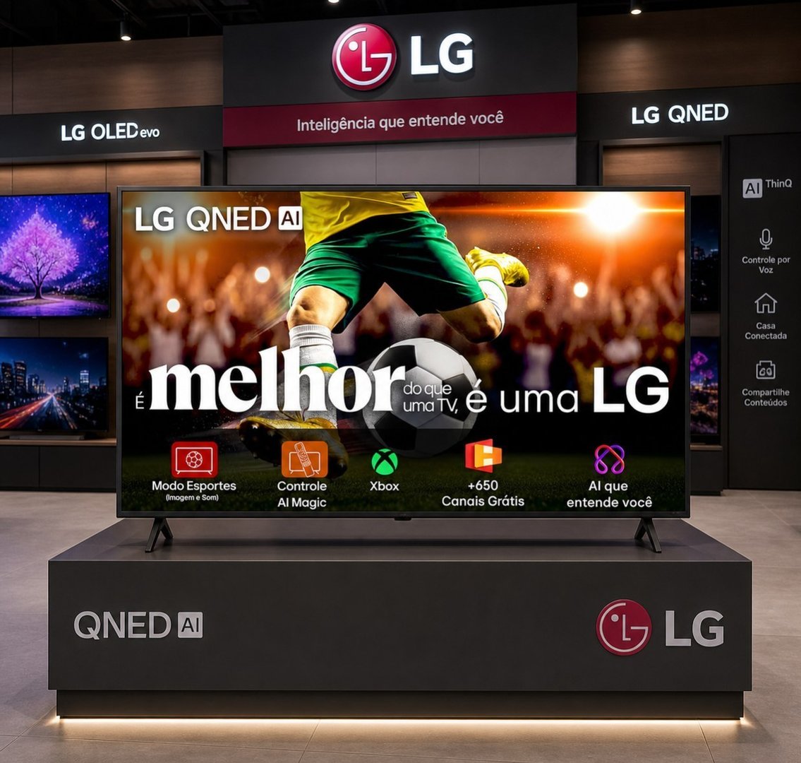 Smart TV 55" QNED LG 4K UHD WebOS 25 α7 AI Processor 4K Gen8 HDMI USB Upscaling Google Cas...