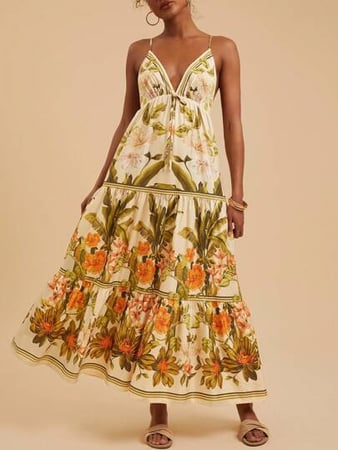 Travachic Vestido Estampado para Mulheres, Praia de Verão, Férias, Looks de Verão para Mul...