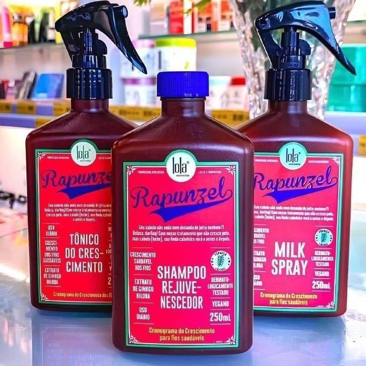 Kit Rapunzel Lola (Shampoo 250ml + Tônico de Crescimento 250ml + Leave-in 250ml)