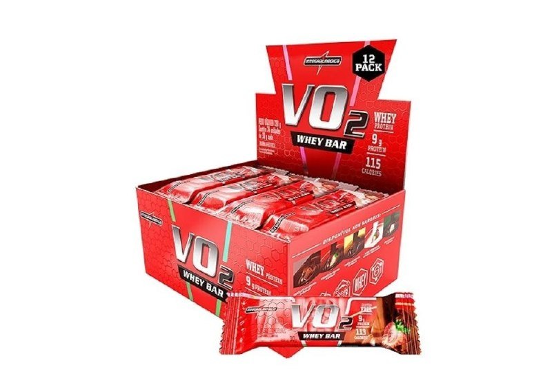 Barra Proteica VO2 Morango Display 12 Unidades 30g – Nutrição e Praticidade – Integralmedi...