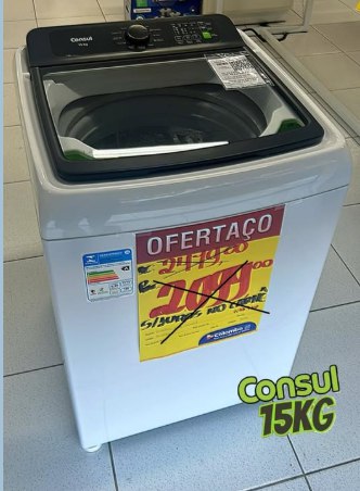 Lavadora de Roupas Consul 15kg Cesto Inox - 12 Programas de Lavagem CWN15AB
