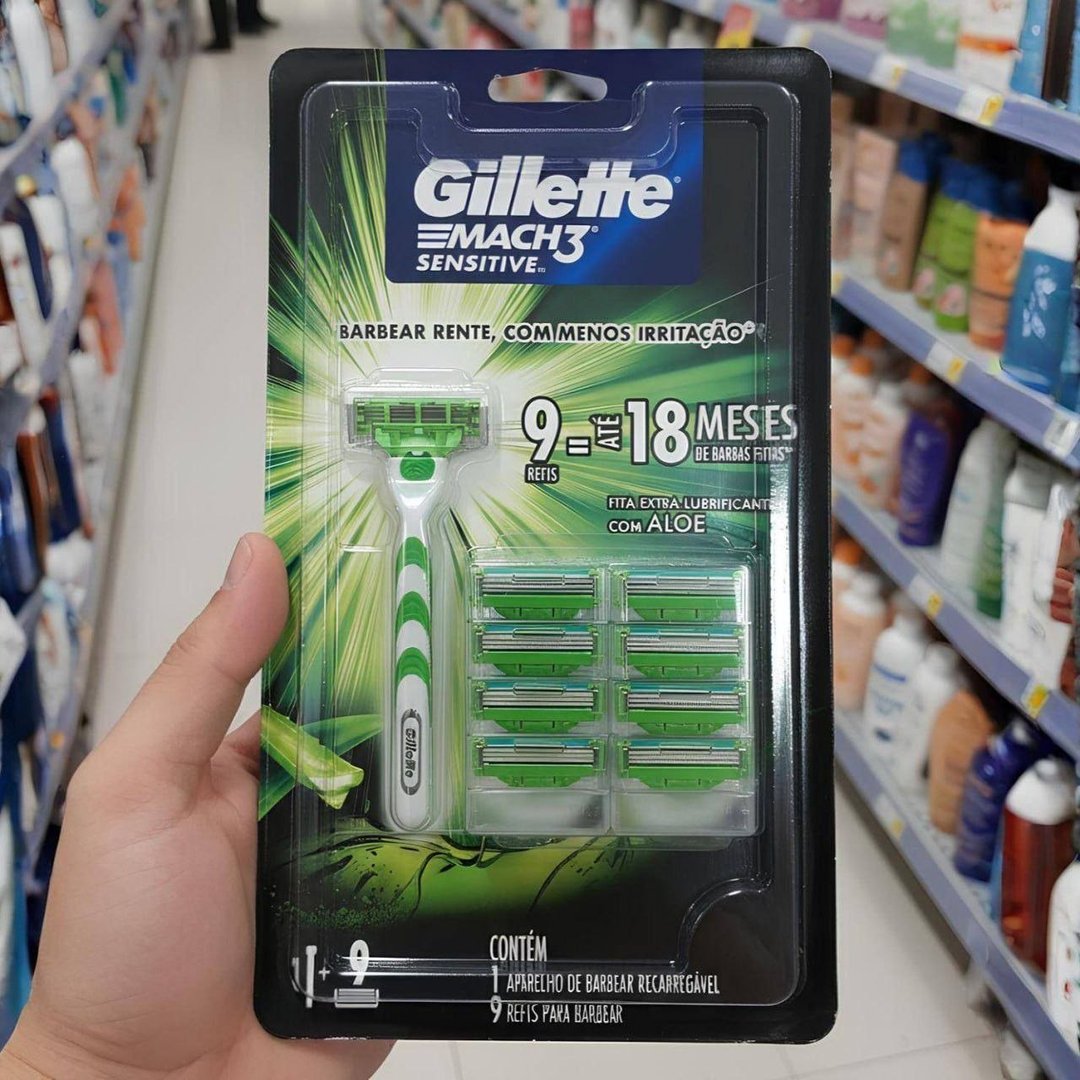 Gillette Aparelho De Barbear Mach3 Sensitive + 9 Cargas