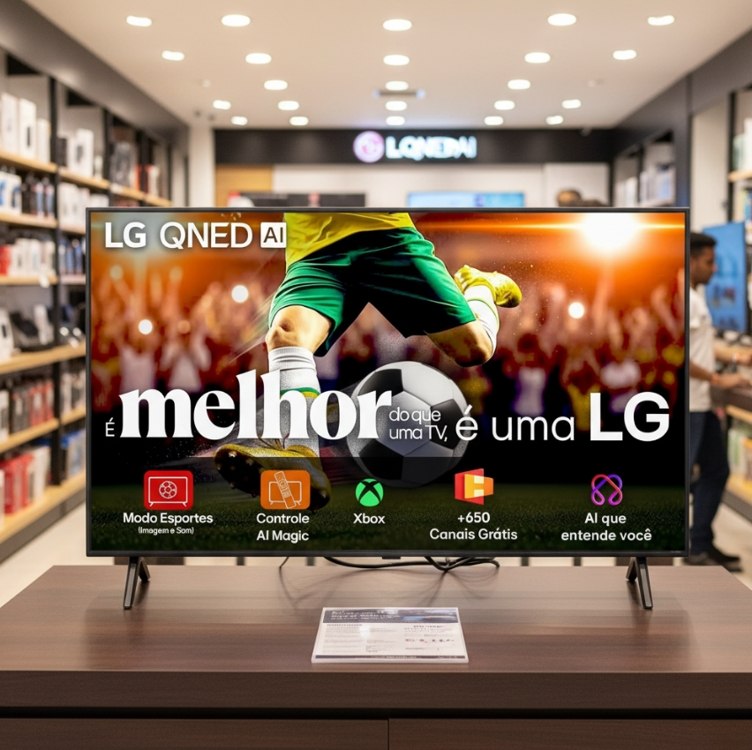 Smart TV 4K 65" LG QNED 65QNED80 Processador α7 AI Ger8 Super Slim Design Local Dimming Al...