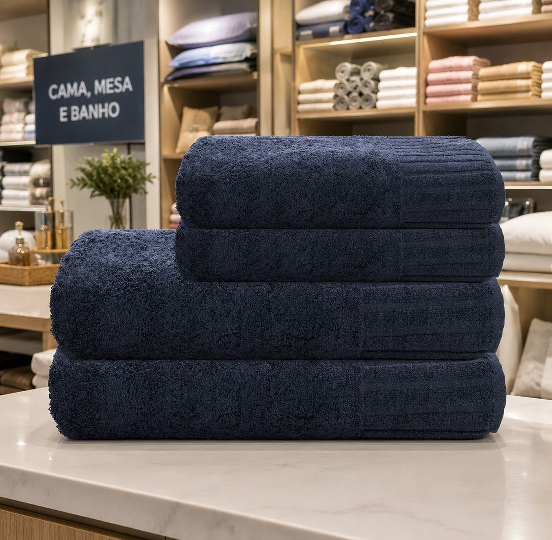 Jogo Toalha Banhão Camesa Velour Fio Penteado Algodão 500g - 4 peças