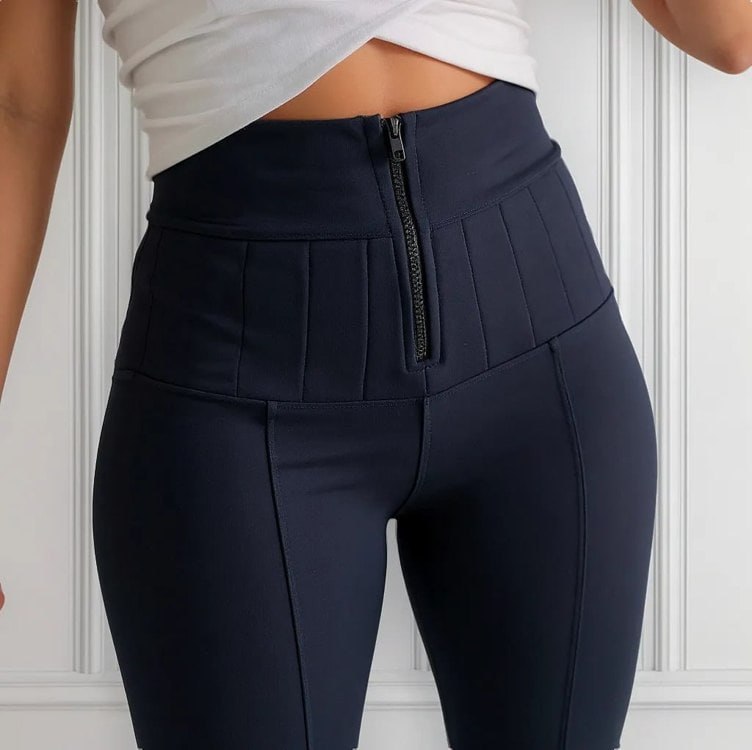 Calça Lipo Super Power Modeladora Cintura Alta C/ Zíper Fake