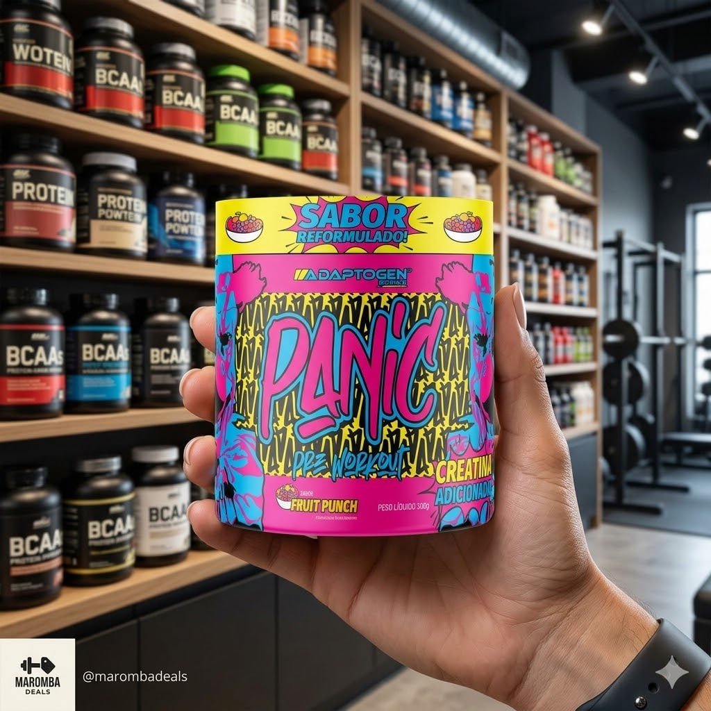 Suplemento Em Pó Adaptogen Science Panic Pré Treino Com Creatina Pote 300g Sabor Suco De F...