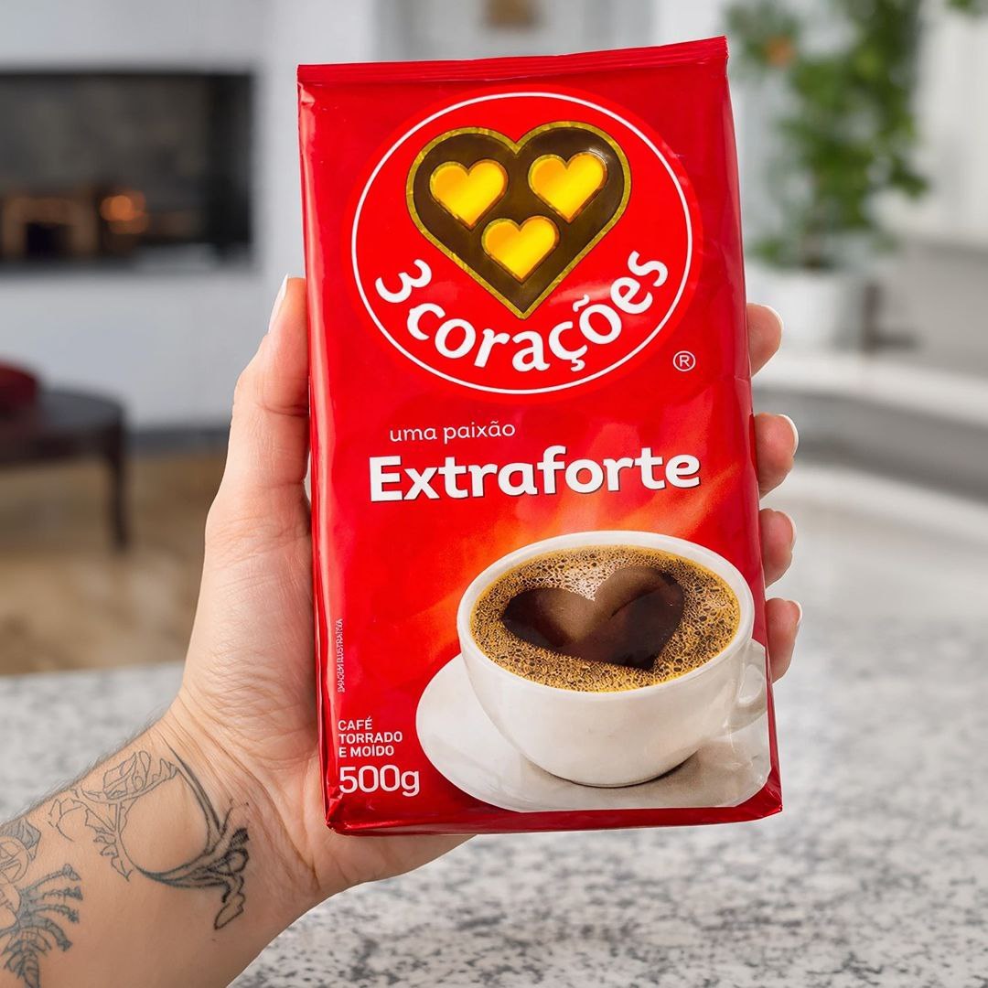 3 Corações Café Torrado e Moído Extra Forte, 500g vácuo
