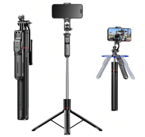 BEMMY Tripé Extensível 170CM para Celular, Vara de Selfie com Clipe, Tripé de Viagem com C...