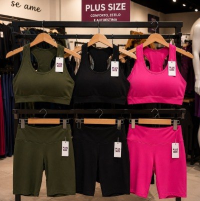 Kit 3 Conjunto Top Short Academia Plus Size Feminino