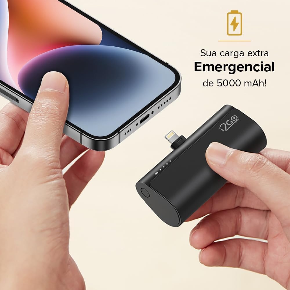 I2GO, Carregador Portátil (Power Bank), Pocket, 5000mAh, Não Necessita Cabos, Modelo Lightning
