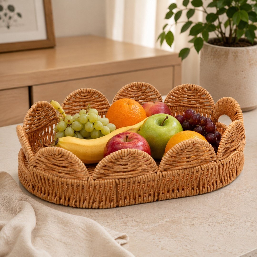 Cesta Organizadora Botânica de Rattan Natural 29cm – Lyor