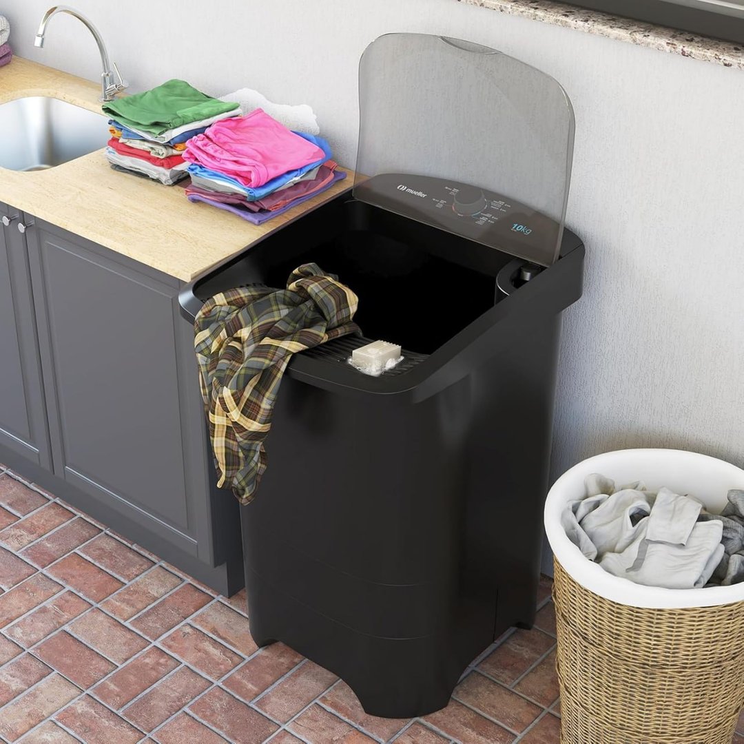 Mueller Máquina de Lavar Roupa Semiautomática Tanquinho 10 kg com Superesfregador Preto 12...