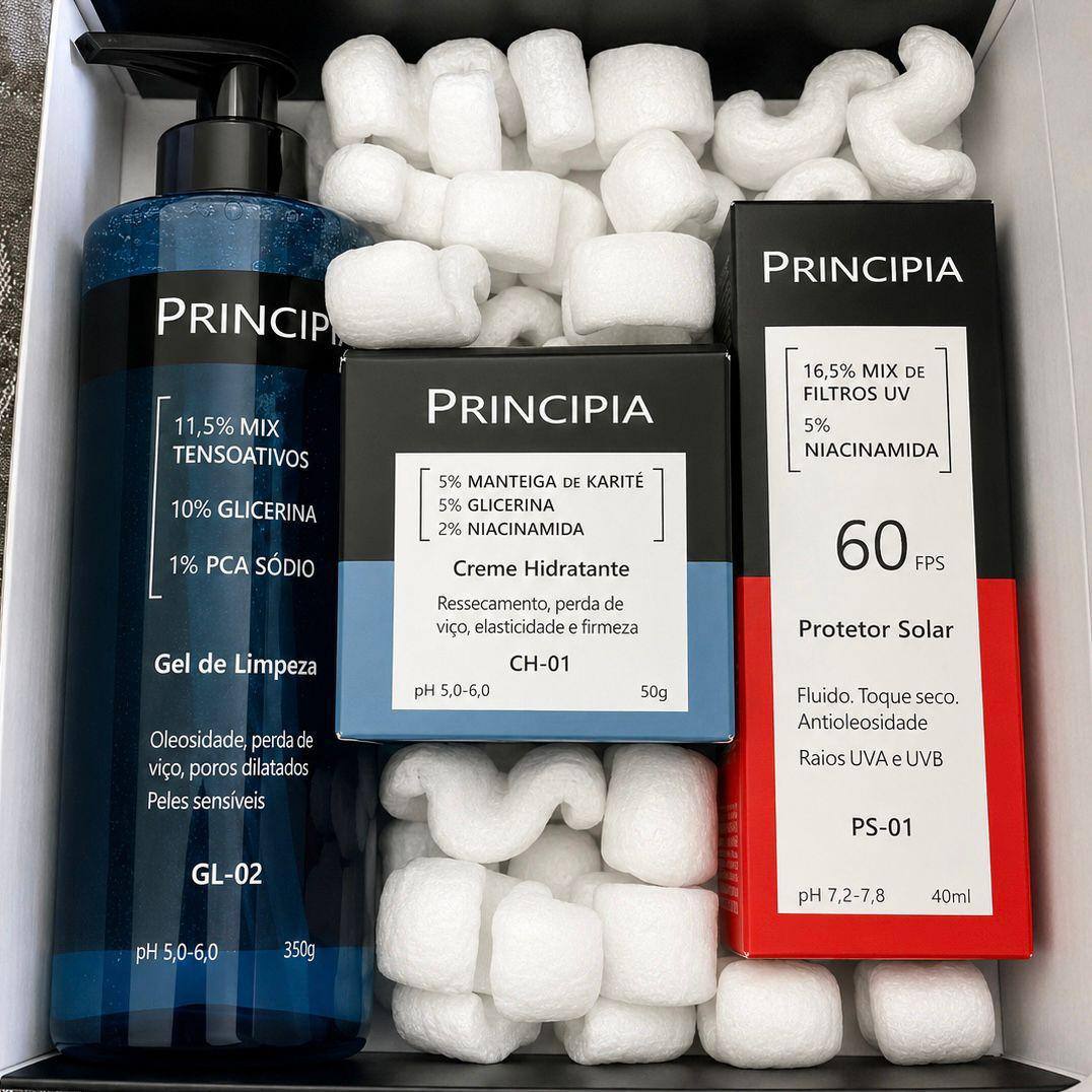 Kit Principia para Rotina de Skincare Pele Sensível com Protetor Solar FPS 60