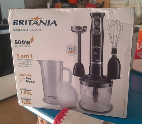 Mixer Britânia 3 em 1 Preto 400W  2 Velocidades - 110v/220v