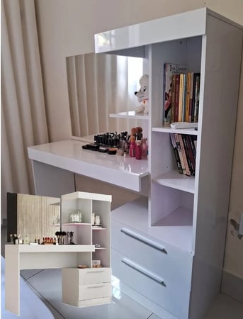 Escrivaninha Penteadeira Notável Móveis Cor Branco/rosa