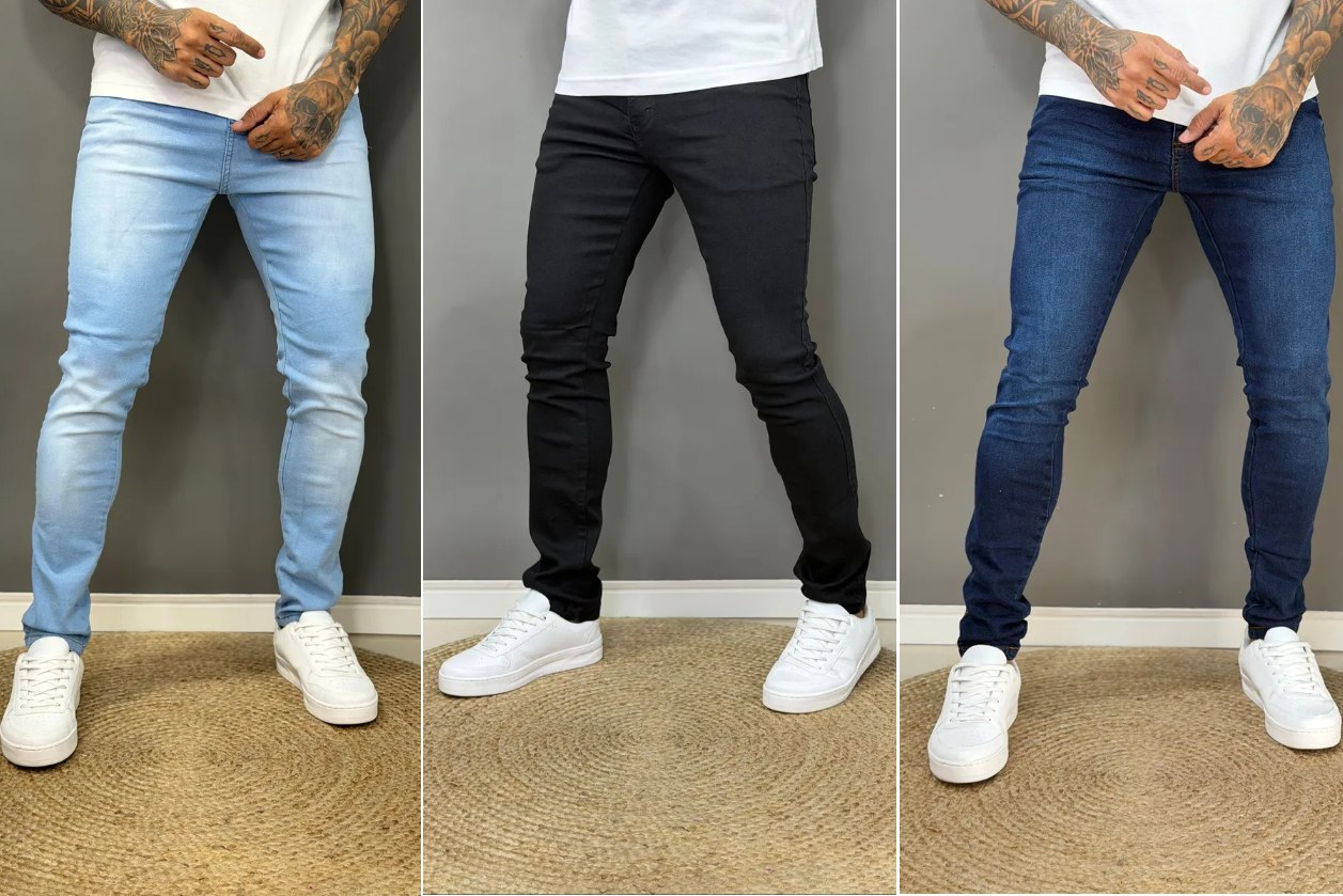 Kit 3 Calça RIPPLE Jeans Skinny Costura Reforçada  Masculina - Tam. 36 ao 48