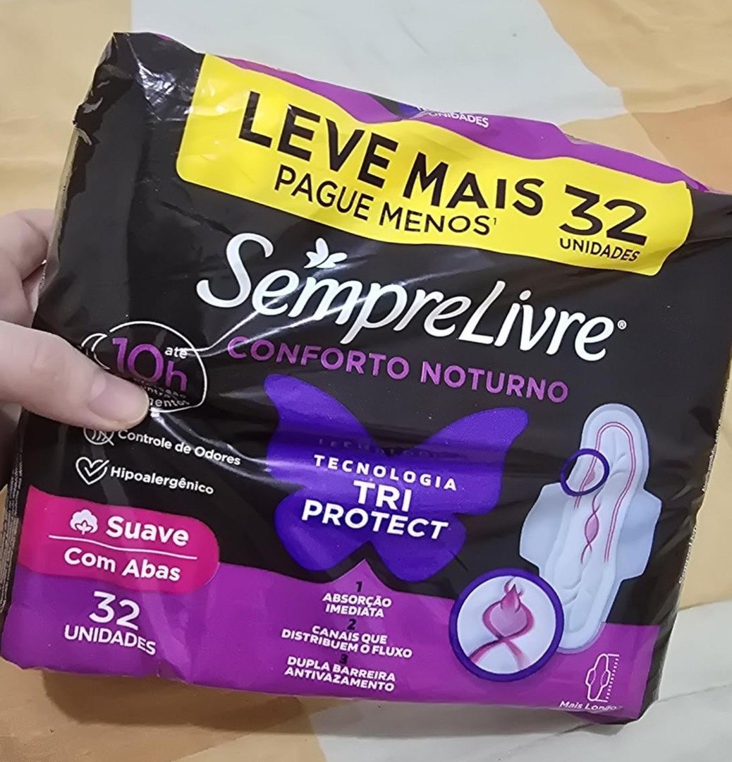 Sempre Livre Absorvente Externo Noturno Plus Noite e Dia Suave - 32 unidades