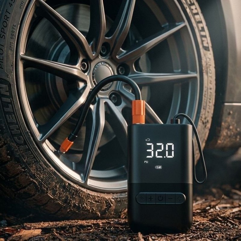 Compressor De Ar Digital Portátil Para Carro Bike Moto Sem Fio Portátil Cor Preta Alta Pre...