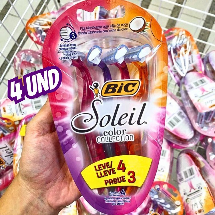 BIC Aparelho De Depilar Soleil Rosa Roxo E Laranja Leve 4 Pague 3 - 930183 - Dupla Fita Lu...