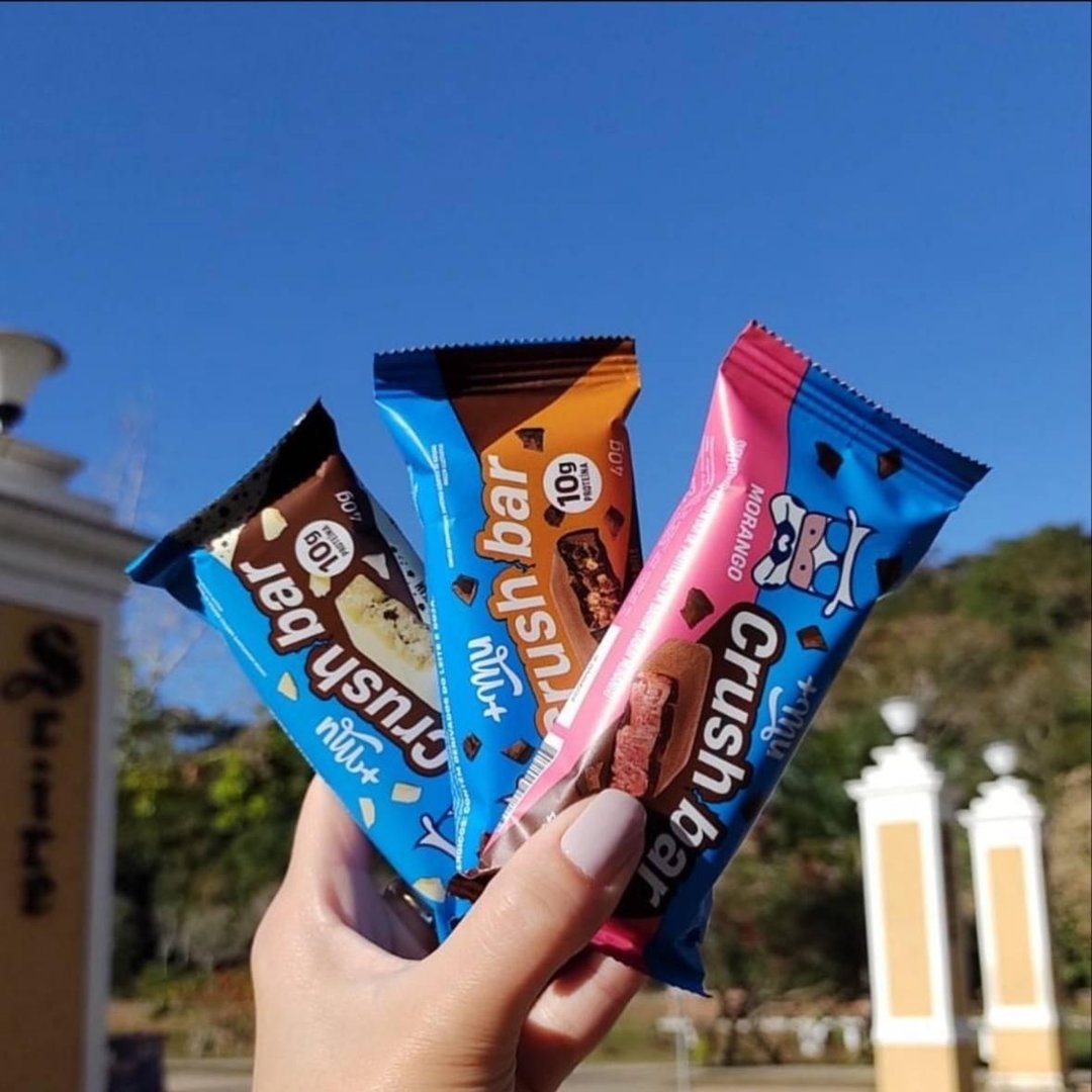 Barra de Proteína, Mais Mu, Crushbar 2.0, Sabor Morango, 10g de Proteína, Zero Açúcar - Di...