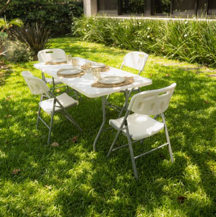 Mesa Dobrável Portátil Garden Life 1,80m Branca Com Alça