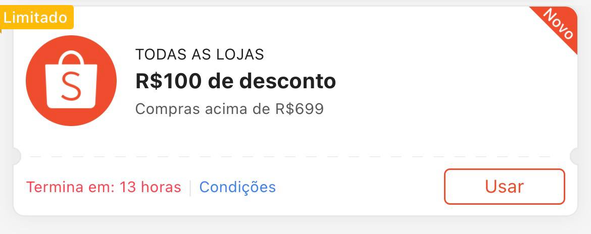 Cupom R$ 100 a partir de R$ 699 - Shopee