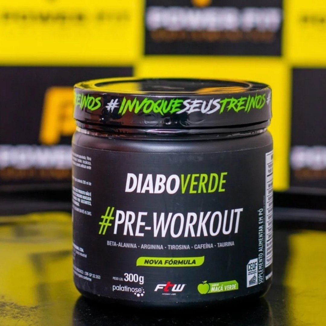 Suplemento Em Pó Pre Treino Pre Workout 300g Sabor Maça Verde Ftw - Diabo Verde