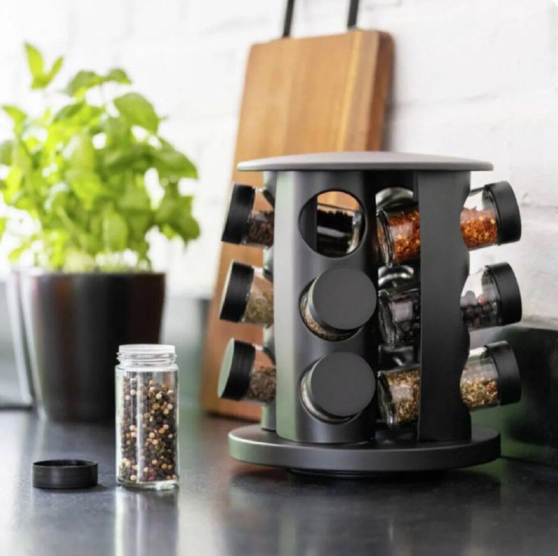 Porta Condimentos Temperos Giratório 9 Potes De Vidro 