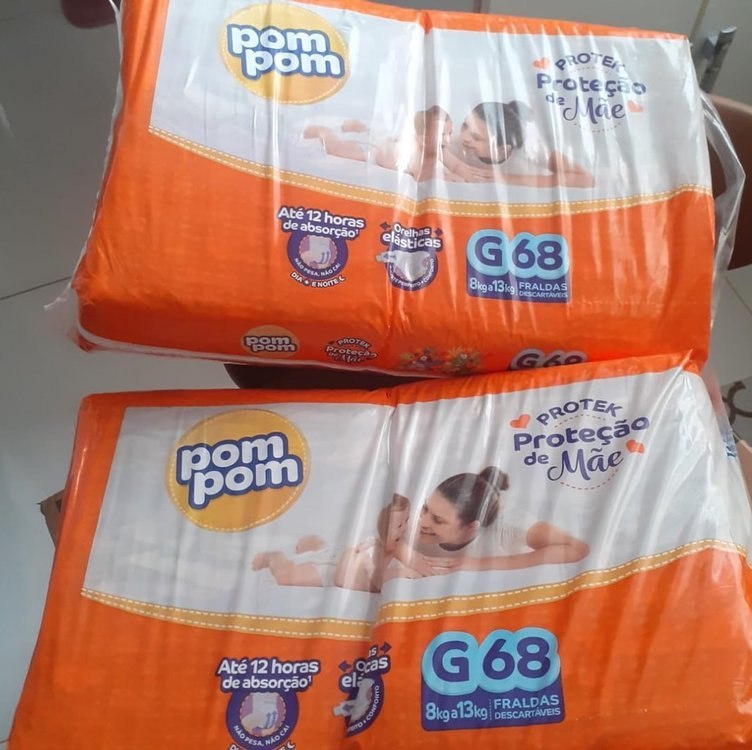 Fralda Pom Pom Protek Proteção de Mãe Hiper G 68 Unidades