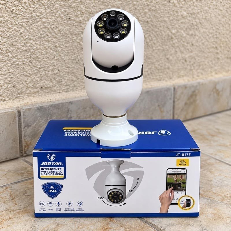 Câmera Lâmpada Segurança Inteligente Visão Noturna Hd Wifi Cor Branco