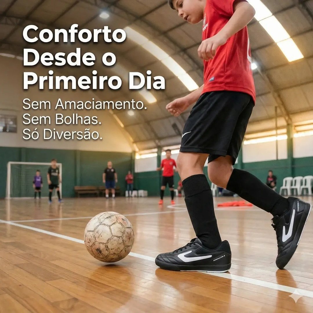 Tênis Chuteira Futsal Infantil Topper Dominator 3 Jr Preto 34 Br