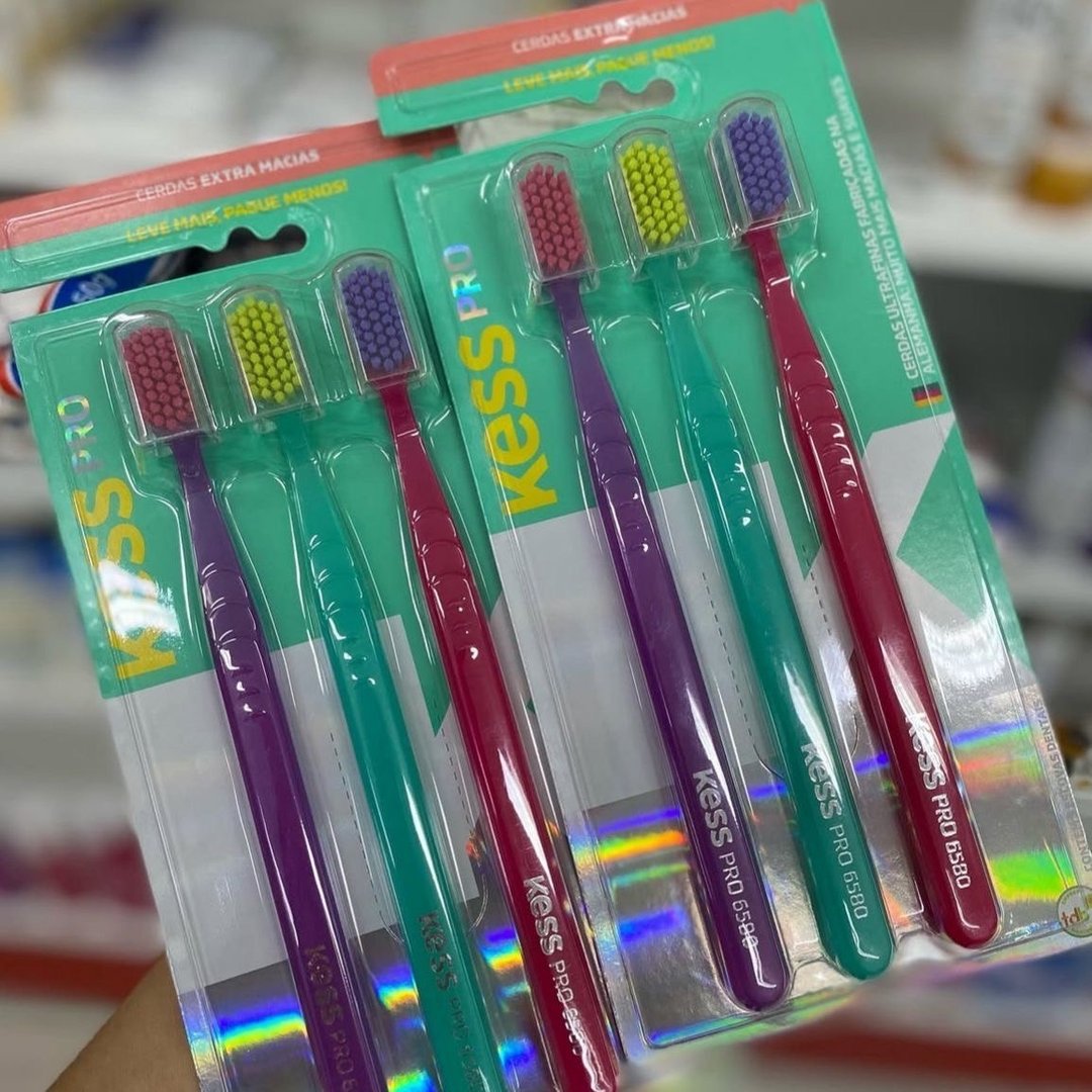 🤓KESS Pack com 3 Escovas Dentais Pro Extra Macias