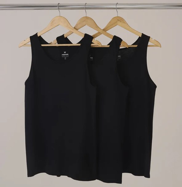 Kit 3 Regatas Slim Hering Masculinas Branco ou Preto - Tam. P ao XXG