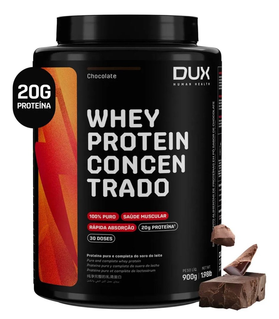 Proteína Dux Nutrition Whey Protein Concentrado Pote 900G sabor Chocolate x 900g
