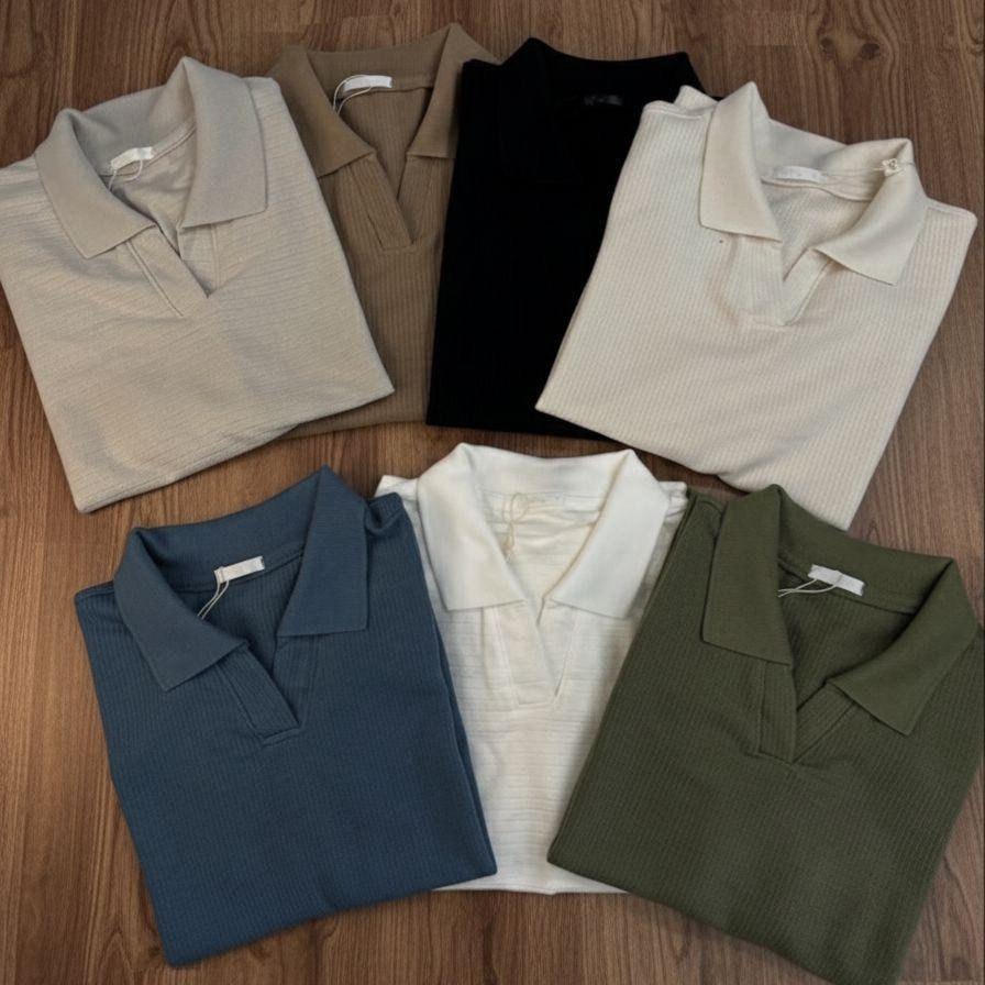 Camisa Polo Masculina Tricô Tecido Texturizado Tricot