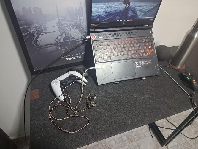 ELG, Mousepad Desk Mat MPEXL-DG, Feltro Premium, Porta-copo em Courino, 900x400x3mm