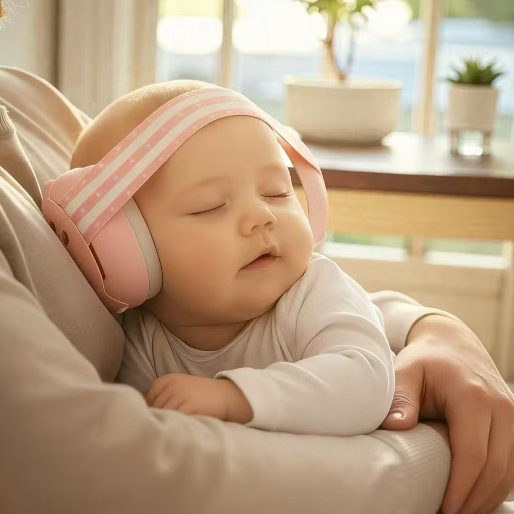 Abafador Ruído Auricular Infantil Confortável Bebê - Rosa ou Branco