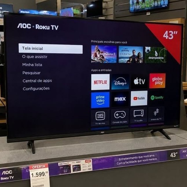 Smart TV 43" AOC Full HD DLED 43S5155/78G Roku TV 2025