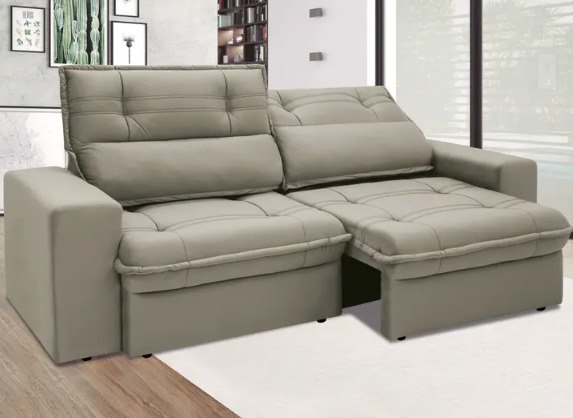 Sofá 4 Lugares Retrátil Reclinável Suede Palatino Linoforte 230cm até 120kg por Assento - ...