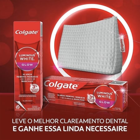 Colgate Creme Dental para Clareamento Luminous White Glow 70g 2 unid. + Necessaire