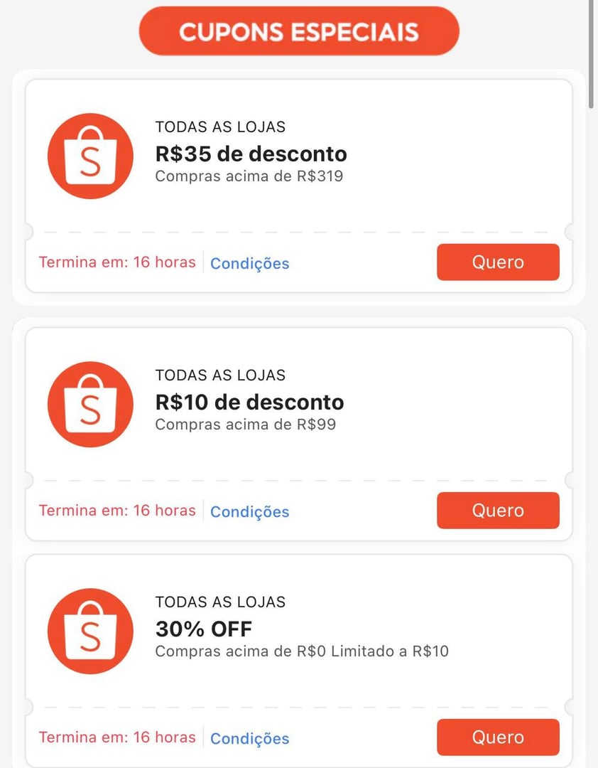 Cupons Shopee Especiais