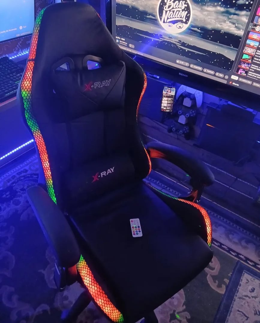 Cadeira Gamer e Escritório X-ray Fit Com Led Rgb Ergonômica Preta