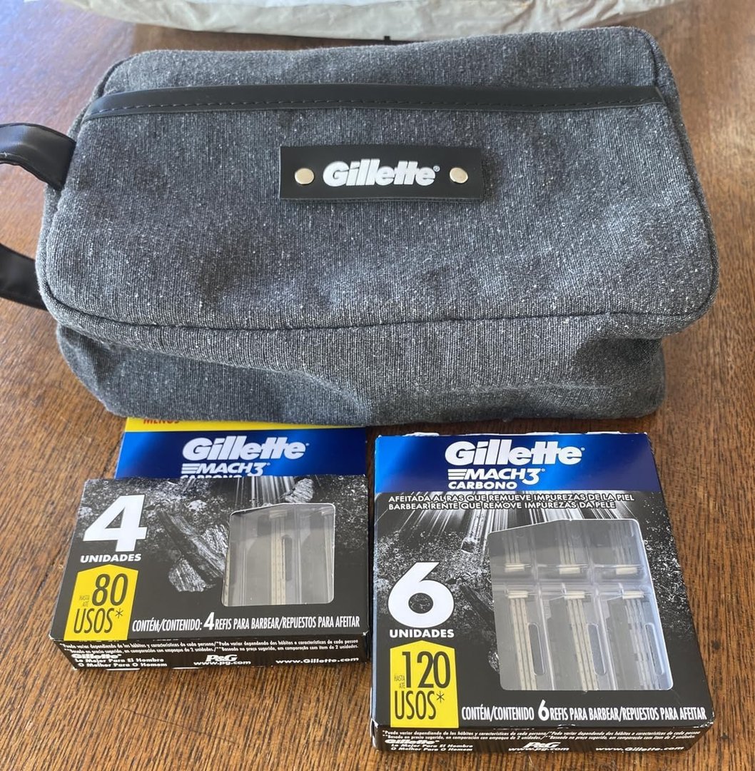 Kit Gillette Mach3 10 cargas + Necessaire, Higiene Pessoal, Cuidado com a barba, Lâminas e Aparelhos de Barbear
