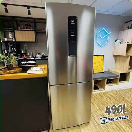 Geladeira Electrolux Frost Free 490L Efficient com AutoSense Inverse Inox Look (IB7S) 127V