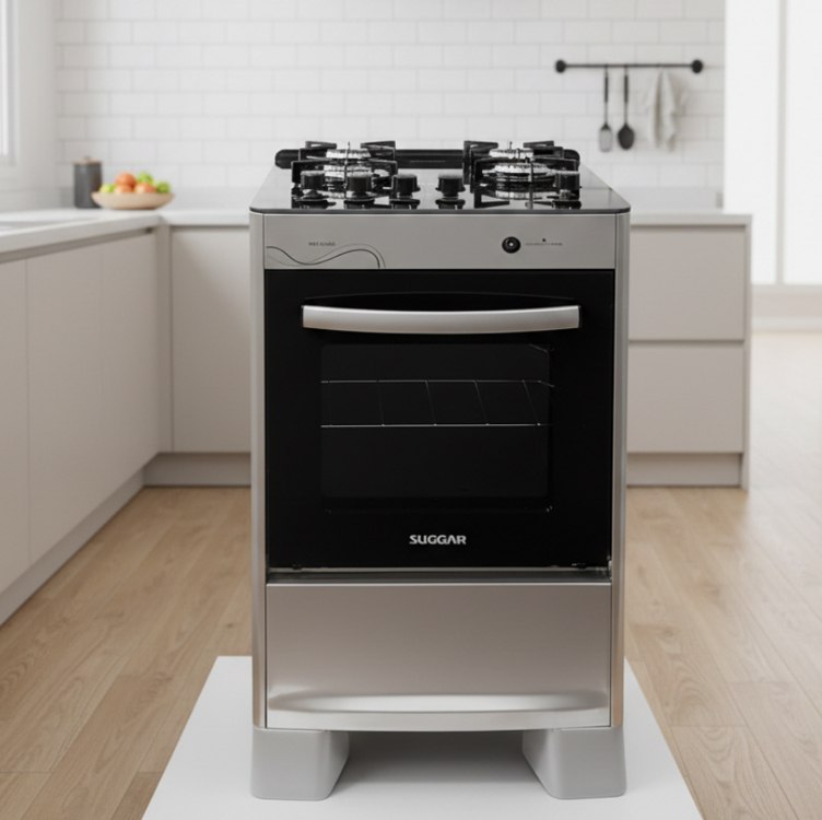 SUGGAR FOGÃO NEO GLASS PRATA MESA DE VIDRO 4 BOCAS TREMPE 6 APOIOS ACENDIMENTO AUTOMÁTICO ...