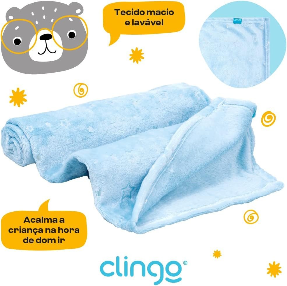 Cobertor Infantil Estrela Azul, Clingo, Azul