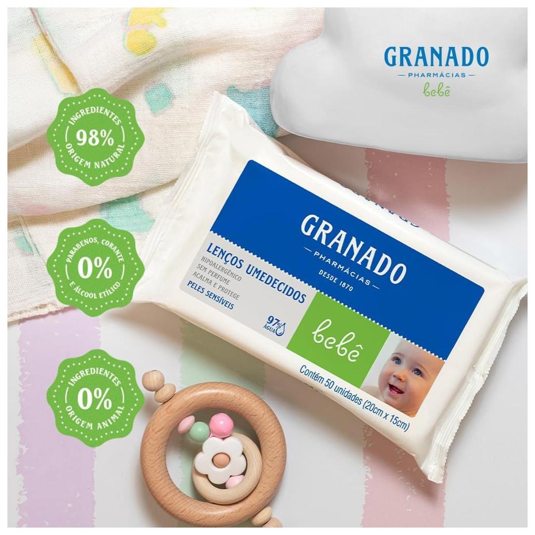 Granado Lenço Bebê, Pele Sensível, 50 Unidades